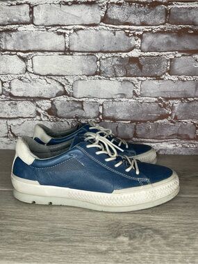 Wolky Katla Denim Blue Leather Low Lace Up Sneakers Shoes Women Sz 40EU/9.5M US